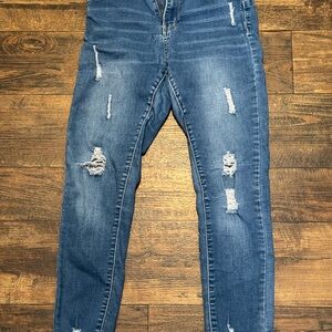 Wax Jean Women's Skinny Jeans - Distressed Blue